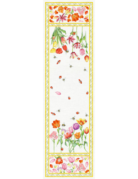 Lněný běhoun s potiskem Tuli 50x170 | TESSITURA TOSCANA TELERIE