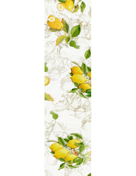 Lněný běhoun s potiskem Limoncello, 45x170 | TESSITURA TOSCANA TELERIE