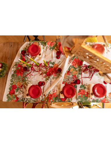 Lněný běhoun s vánočním potiskem Garland Glee...