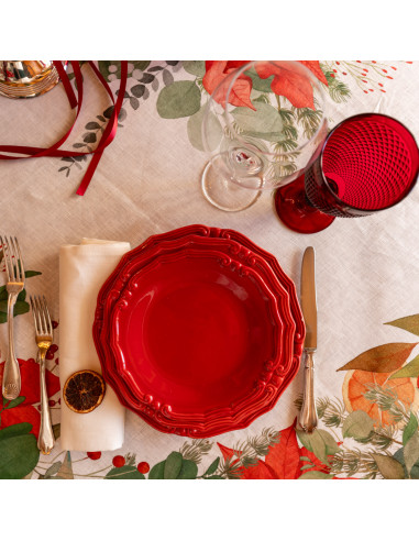 Lněný běhoun s vánočním potiskem Garland Glee...