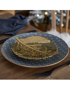 Zlatý servírovací talířek Riviera Or ve tvaru listu |... 2