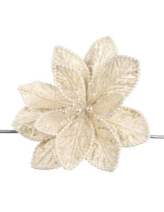 Christmas decoration - cream poinsettia flower on clip |...