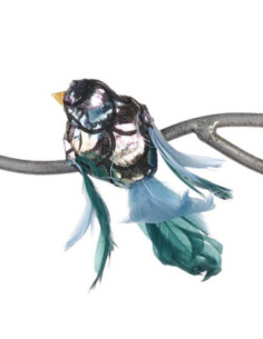 Christmas ornament - decorated bird on clip in metallic colour | GOODWILL - 1