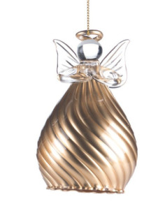 Vánoční dekorace – skleněný anděl se zlatou twist sukní |...