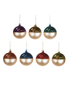 Hanging glass ornament - Christmas ball with coloured overlay, blue | GOODWILL - 1 2