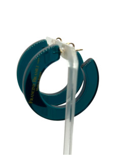 Náušnice kruhové v petrolejové, průsvitné barvě | FRANCIN BRAMLI - 1 2