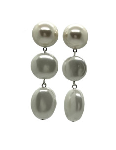 Visací náušnice s bílými perlami | FRANCINE BRAMLI - 1