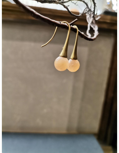 Závěsné náušnice s kuličkou slunečního kamene |...