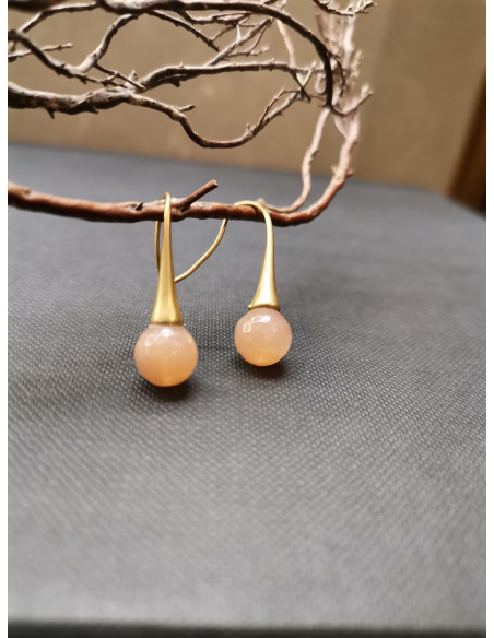 Závěsné náušnice s kuličkou slunečního kamene | PIOU PIOU