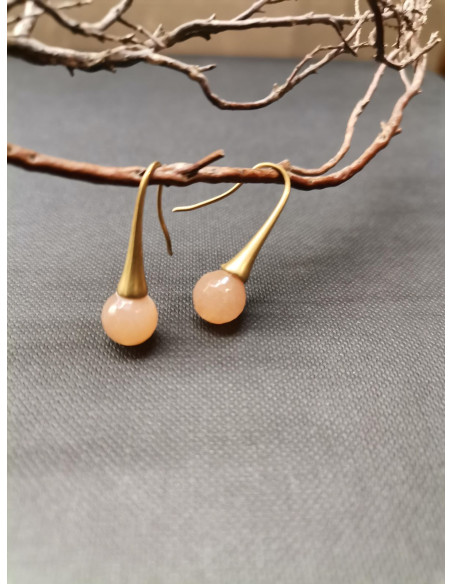 Závěsné náušnice s kuličkou slunečního kamene | PIOU PIOU