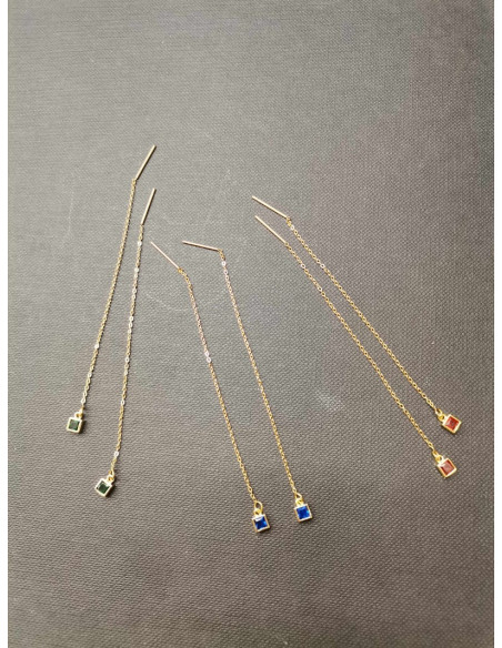 Řetízkové provlékací náušnice s modrým detailem | PIOU PIOU-2