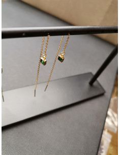 Řetízkové provlékací náušnice se zeleným detailem | PIOU...