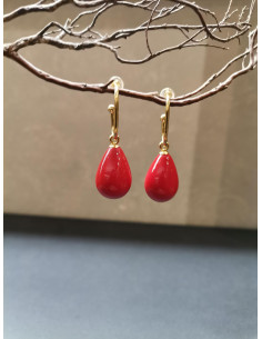 Visací náušnice s červenou kapkou | PIOU PIOU