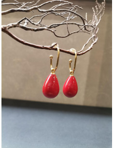 Visací náušnice s červenou kapkou | PIOU PIOU 2