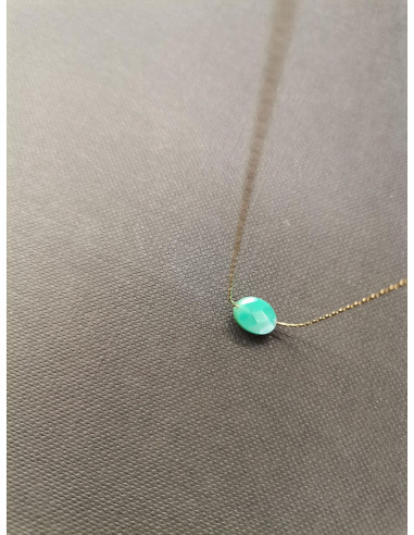 Řetízek zlatý se zeleným achátem | PIOU PIOU