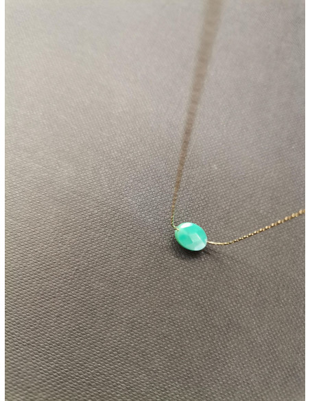 Řetízek zlatý se zeleným achátem | PIOU PIOU