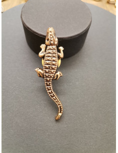 Brož - zdobený zlatý krokodýl | PIOU PIOU