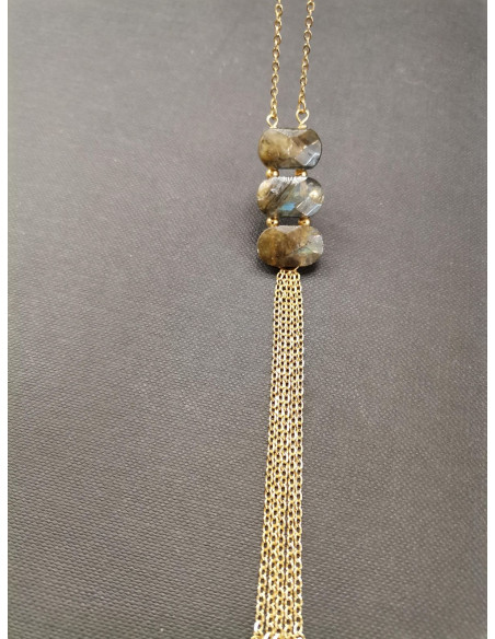 Náhrdelník s labradoritem a řetízky | PIOU PIOU
