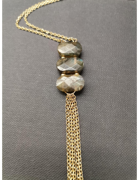 Náhrdelník s labradoritem a řetízky | PIOU PIOU