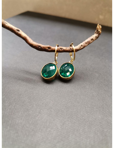 Visací náušnice se zeleným prvkem | PIOU PIOU