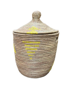 Úložný koš Thioke M, přírodní se žlutou omotávkou | EA DECO
