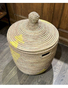 Úložný koš Thioke M, přírodní se žlutou omotávkou | EA DECO 2