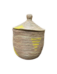 Úložný koš Thioke S, přírodní se žlutou omotávkou | EA DECO