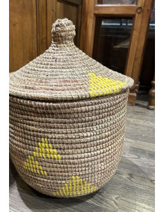 Úložný koš Thioke S, přírodní se žlutou omotávkou | EA DECO 2