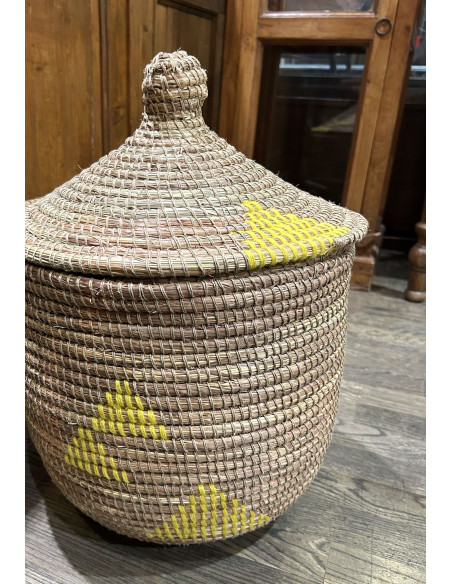 Úložný koš Thioke S, přírodní se žlutou omotávkou | EA DECO - 2