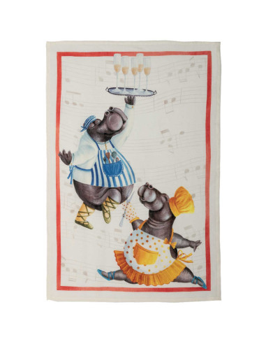 Lněná utěrka s motivem Figaro rosso | TESSITURA TOSCANA TELERIE