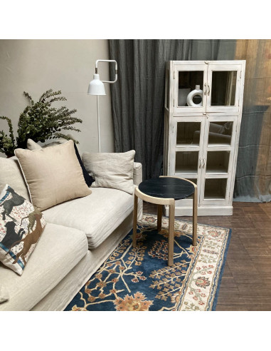 Glass cabinet made of teak wood with white patina | import India - 2