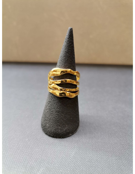 Víceřadý prsten s nepravidelným vzhledem, zlatý | PIOU PIOU