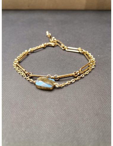 Náramek s dvojitým řetízkem a labradoritem |...