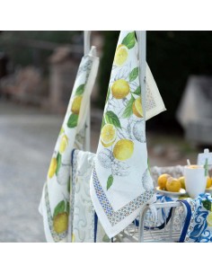 Linen kitchen towel Cetara Blu | TESSITURA TOSCANA TELERIE - 1 2