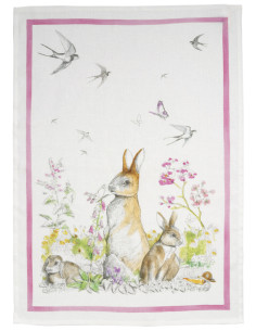 Velikonoční lněná utěrka Remi rosa | TESSITURA TOSCANA...