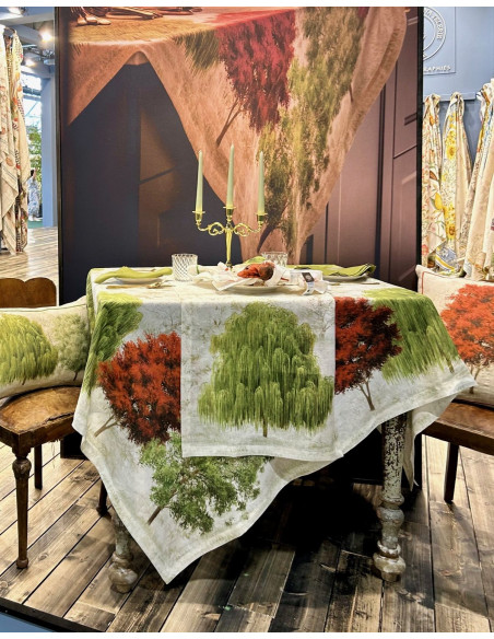 Lněný běhoun s potiskem Greeson 50x170 | TESSITURA TOSCANA TELERIE