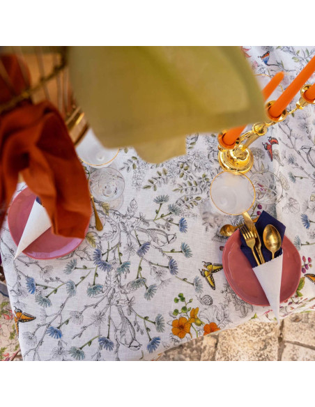 Lněný ubrus s potiskem Gravure, pr.170 | TESSITURA TOSCANA TELERIE