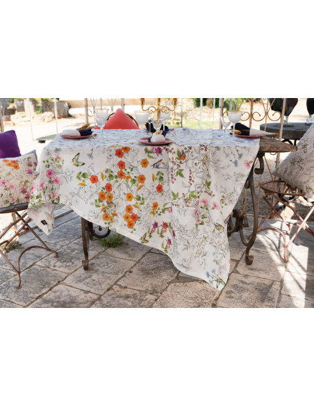 Tablecloth with print Gravure, diameter 170 | TESSITURA TOSCANA TELERIE - 9