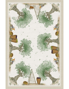 Linen tablecloth with print, Olive tree DOP, 160x230 | TESSITURA TOSCANA TELERIE - 2