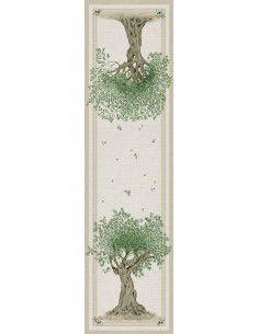 Linen runner with olive tree print 45x170 | TESSITURA TOSCANA TELERIE - 1