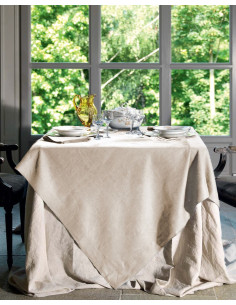 Set of linen tablecloth ø175 and napkins Tiziano, unbleached white | TESSITURA TOSCANA TELERIE - 1