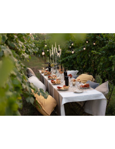 Set of linen tablecloth 160x230 and napkins Tiziano, light brown-grey | TESSITURA TOSCANA TELERIE - 1 2