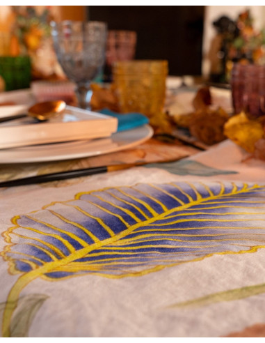 Tablecloth with print Foliage, 160x230 | TESSITURA TOSCANA TELERIE - 5