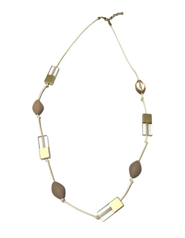 Necklace with trimmings, beige | LORIANE - 1