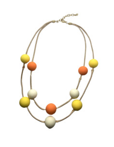 Double row necklace with beads, yellow-orange | LORIANE - 1