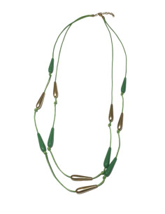 Double row necklace, green | LORIANE