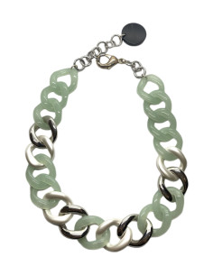 Řetězový náhrdelník v zelenkavé barvě se stříbrnými detaily | FRANCINE BRAMLI
