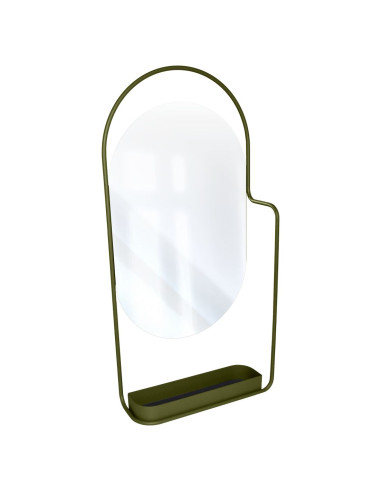 Nástěnné zrcadlo Itac s poličkou pesto