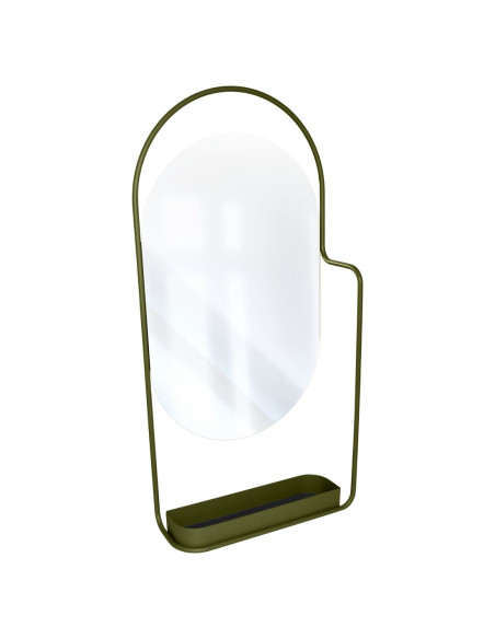 Nástěnné zrcadlo Itac s poličkou pesto