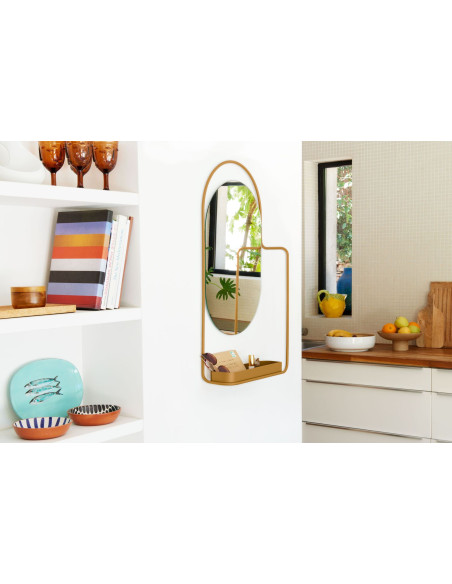 Nástěnné zrcadlo Itac s poličkou INDOOR | FERMOB b